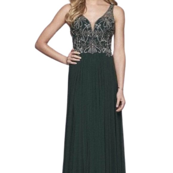 Faviana 10017 Evening Dress Green Size 2 - Picture 1 of 6